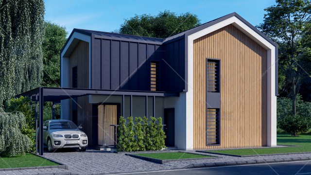 Proiect casa parter + etaj (150 mp) - Direna