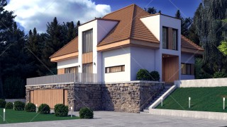 Proiect casa cu mansarda (208 mp) - teren inclinat - Verona