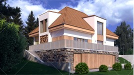 Proiect casa cu mansarda (208 mp) - teren inclinat - Verona