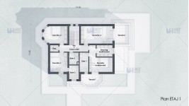 Proiect casa parter + etaj (220 mp) stil neoromanesc - Kalida